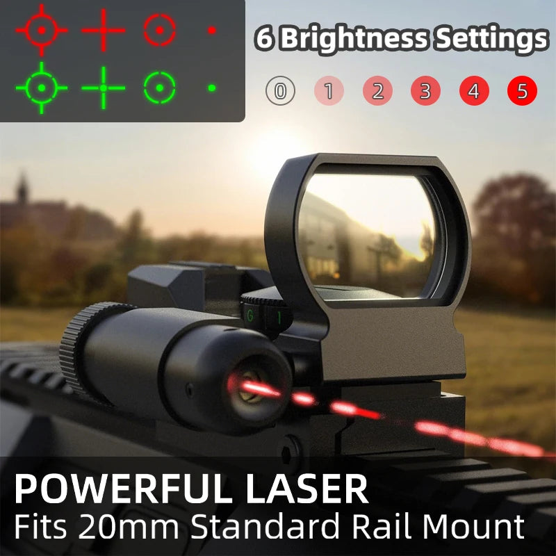 Feyachi Reflex Sight - 4 Reticle Red & Green Dot Sight Optics with Red Laser Sight Less Than 5mW Output for Picatinny Rails