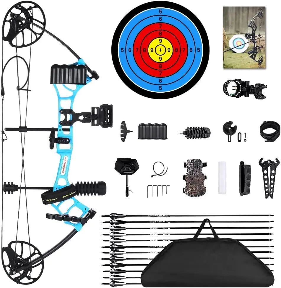 Archery Ready to Hunt Lightweight Compound Bow Package for Adults and Youth，0-50 Lbs Draw Weight,290fps,Limbs Made in USA,with A