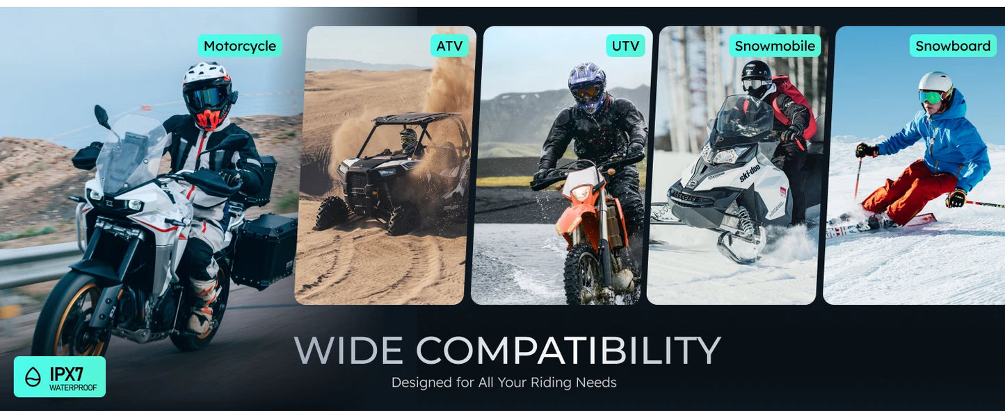 ASMAX Blue S1 Motorcycle Intercom Helmet Mesh Group Communication, Voice Control Bluetooth Headset for Snowmobile, Ski & ATV