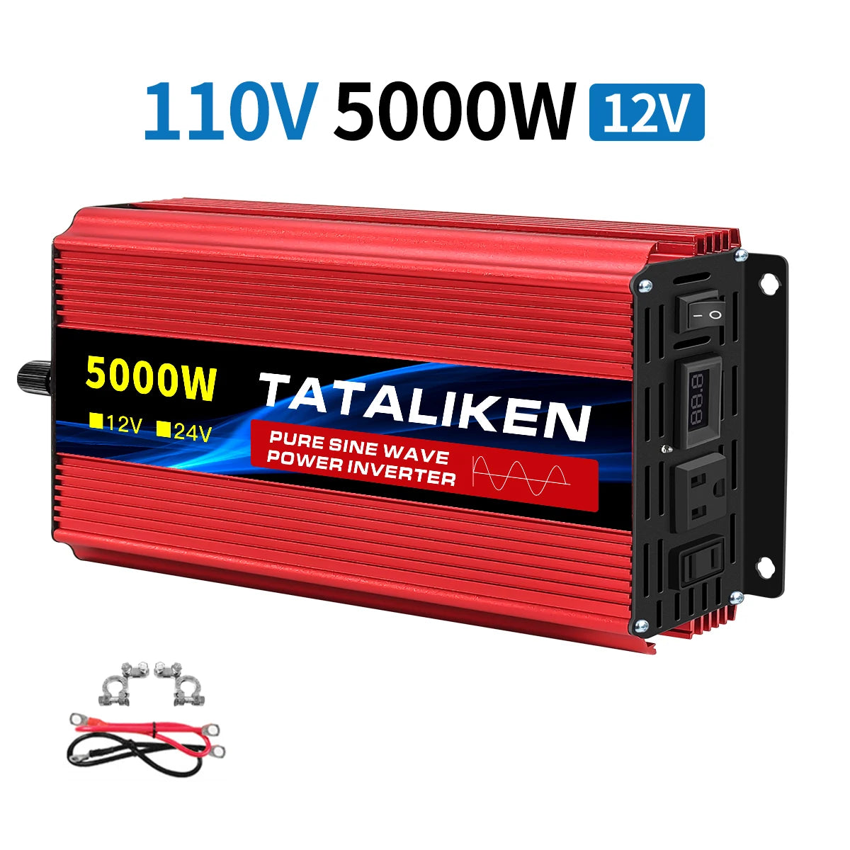 1600w-4500W 12V/24V to AC 110V 60Hz Pure Sine Wave Inverter Car Power Tranfermer  Voltage Portable  Converter with LED Display