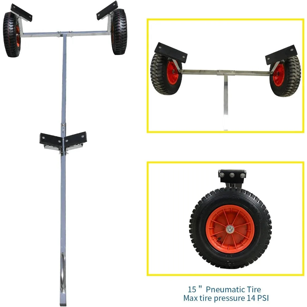 Stainless Steel Boat Launching Wheels Hand Dolly for Small Inflatable Boat Trailer