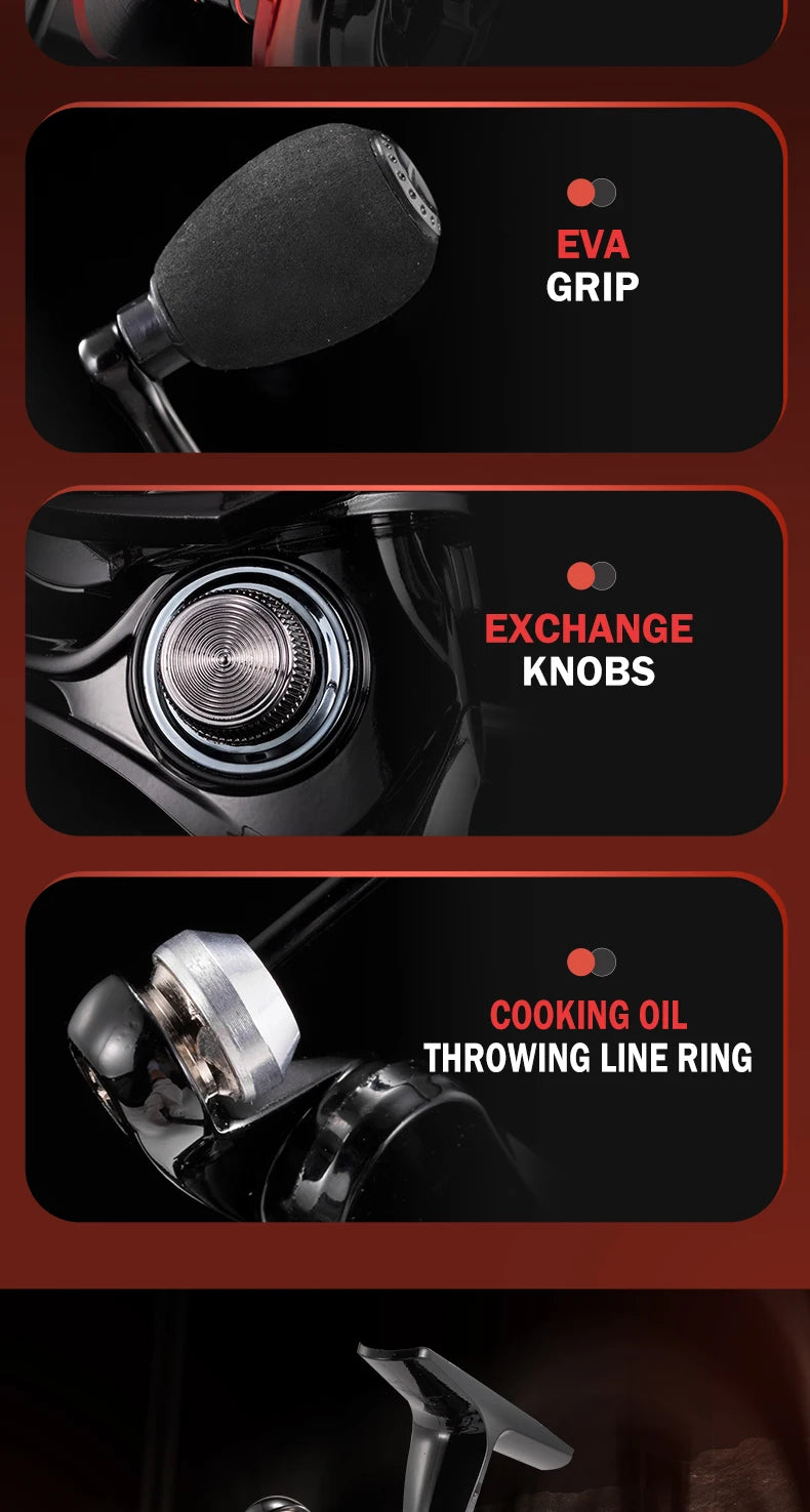 HJ Fishing Reel Spinning Reel Metal Reel Cup 10KG Max Drag Power Spinning Wheel High Speed Adapt to Any Water Body