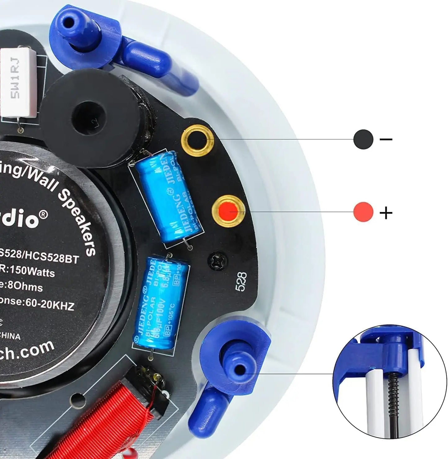 Herdio 5.25” 4PCS Flush Mount Bluetooth Ceiling Speaker System Max Power 600W Great For Humid Indoor Outdoor Kitchen Bedroom