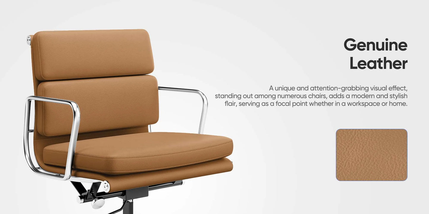 Office Guest Chair Genuine Leather Executive Chair Reception Chairs with Wheels Adjustable Swivel Rolling Office Chairs