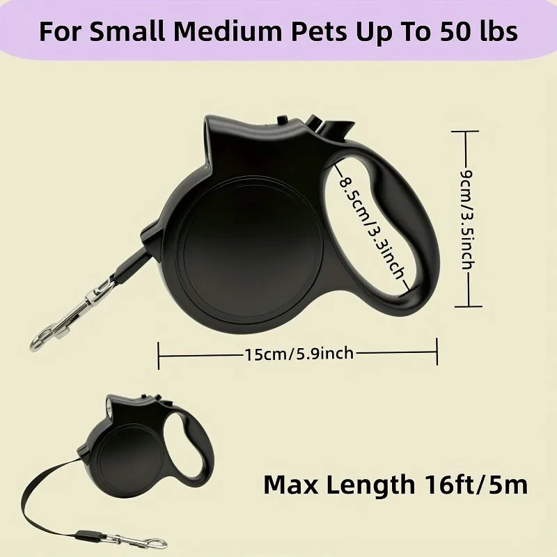 16FT Retractable Dog Leash with Reflective Strip - Night Safety Rope Lead for Small Medium Dogs, Tangle-Free & Durable