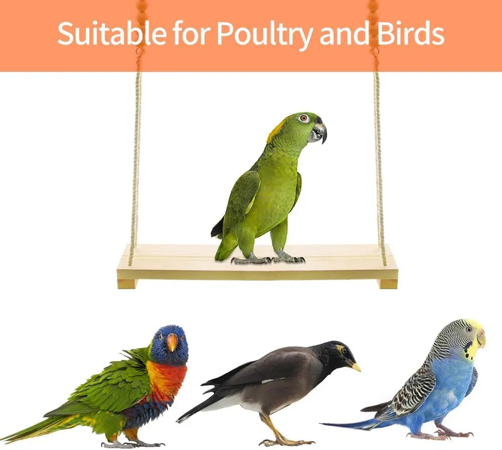 Wooden Chicken Swing Toy – Hanging Bird Toy for Chickens, Roosters & Parrots