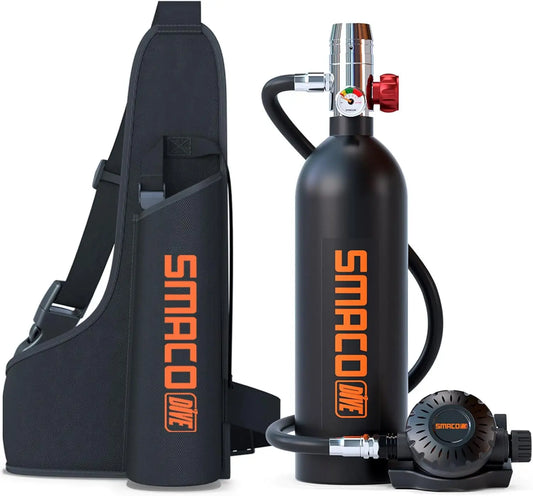SMACO Portable Scuba Tank Kit 1L Capacity, 15-20 Minute Air Dive Time Lung Tank