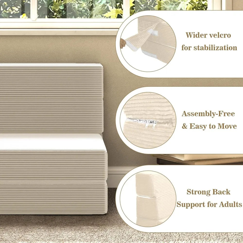 Memory Foam Sofa Bed, Convertible Futon Couch with Back Support, Foldable Floor Mattress Sleeper Chair for Living Room