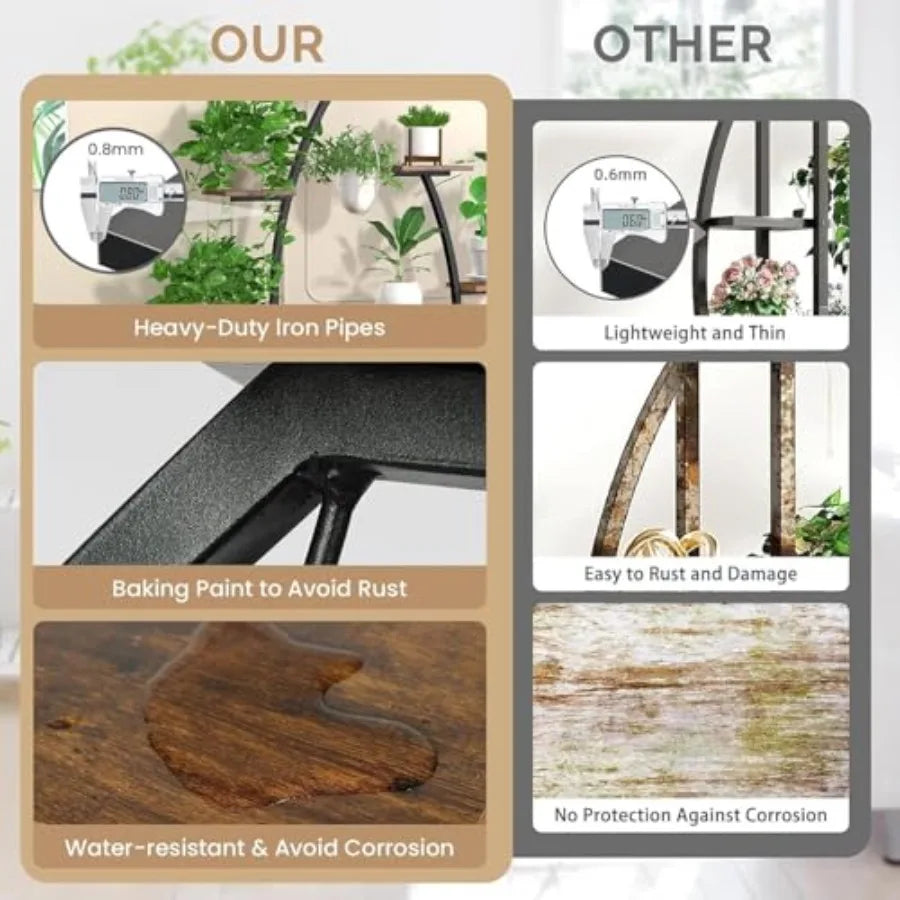 59Inch Tall Indoor Plant Stand with Integrated Grow Lights for Efficient Indoor Growing 9Tiered Large Flower Holder in Black Fi