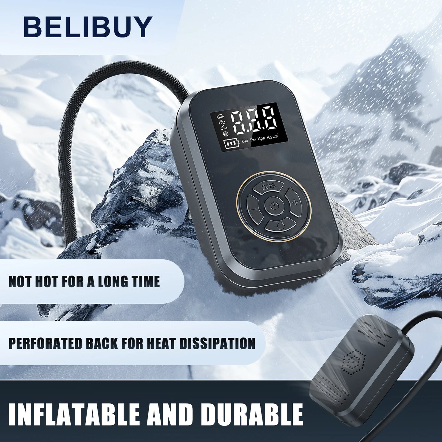 BELIBUY Portable Tire Inflator Car Tire Inflator Tire Inflator Pump With Digital Display Electric Inflator Mini Bicycle Air Pump