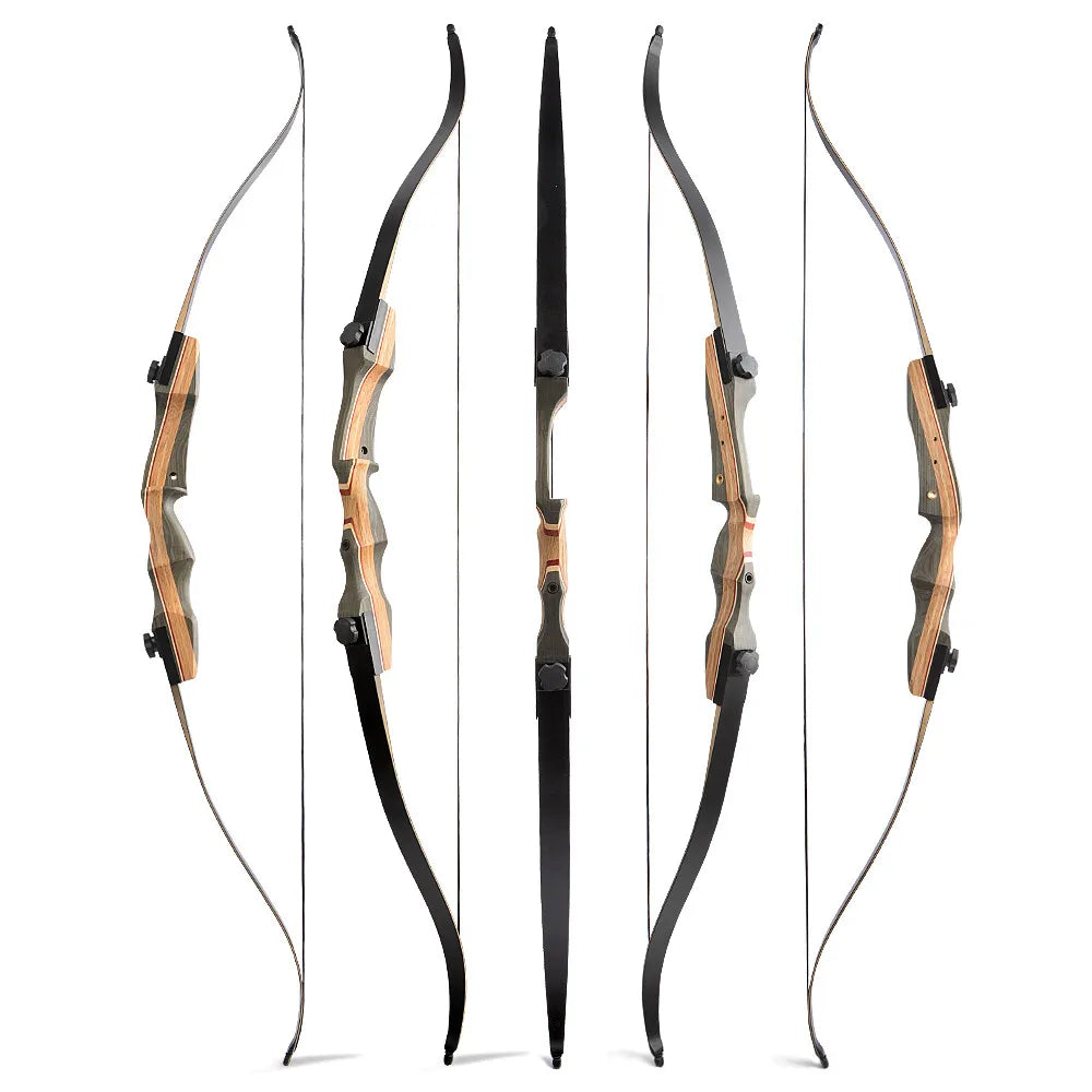 62 Inch Takedown Recurve Bow 50 Pound Wooden Riser Archery Set Right Hand