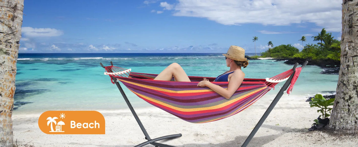 Gyroor Hammock with Adjustable Stand- Stylish Hammock Bed w/Storage Bag, 600lb Capacity