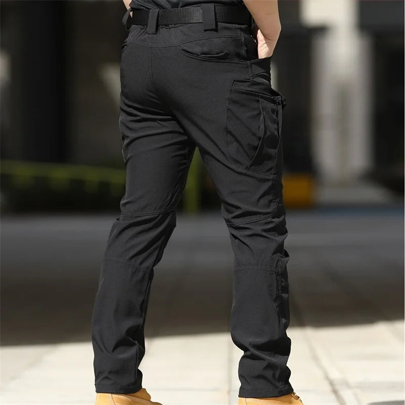 Men Fashion Cargo Pants Solid Color Multi-Pockets Waterproof Trousers Fall Casual Jogger Pants Sweatpants