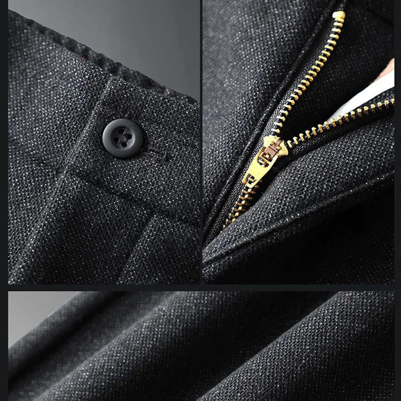 Men's Straight Leg Long Daily Pants Casual Straight Slim Fit Narrow Leg Trousers Stylish Male Suit Work Fashion Blue Gray Pants