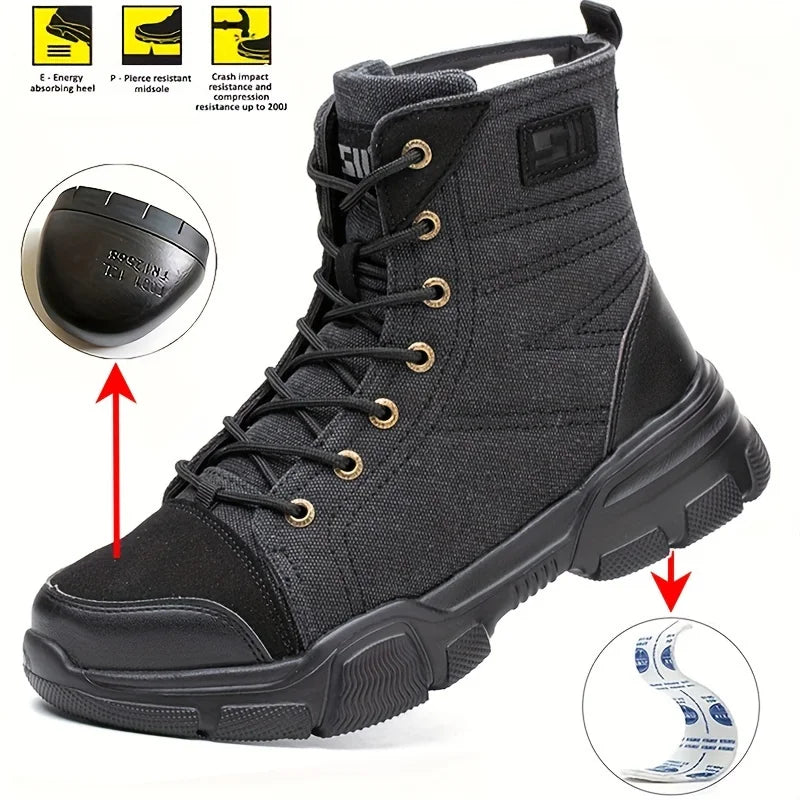 Men’s Industrial Safety Shoes Steel Toe Cap - Anti-Smash Anti-Punctur Outsole Outdoor Indestructible Construction Work Shoes