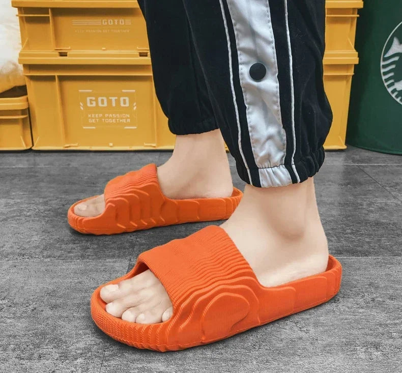 Soft Home Slippers Couple Summer Indoor Skid Proof Bathroom Slippers Sandals Hotel Solid Color Men Women Flip Flops Flat Shoes