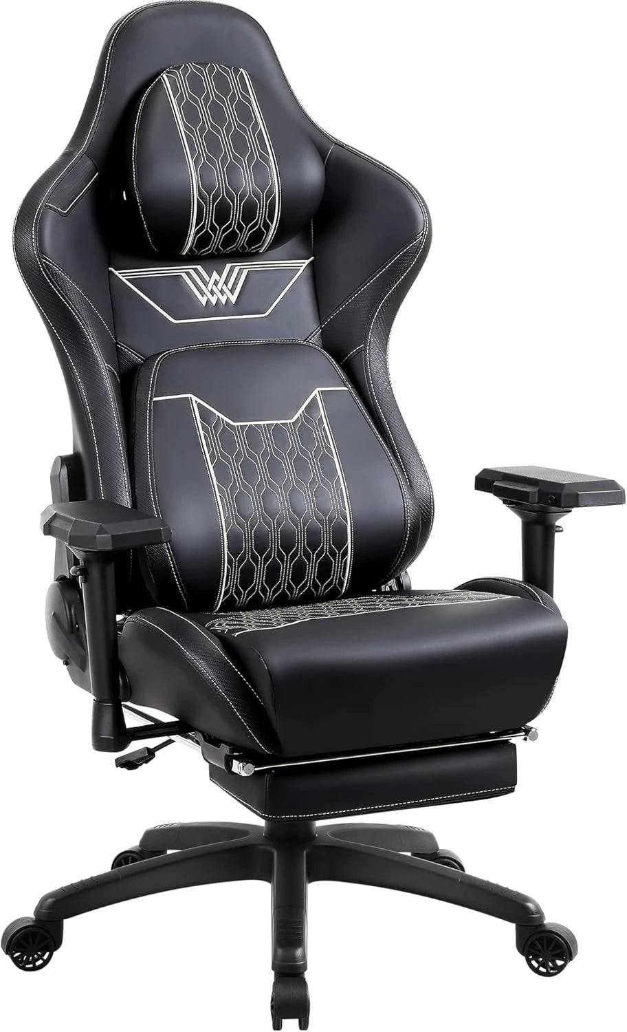 Big and Tall Gaming Chair with Footrest, High Back Ergonomic Office Chair with Comfortable Headrest and Lumbar Support, 4
