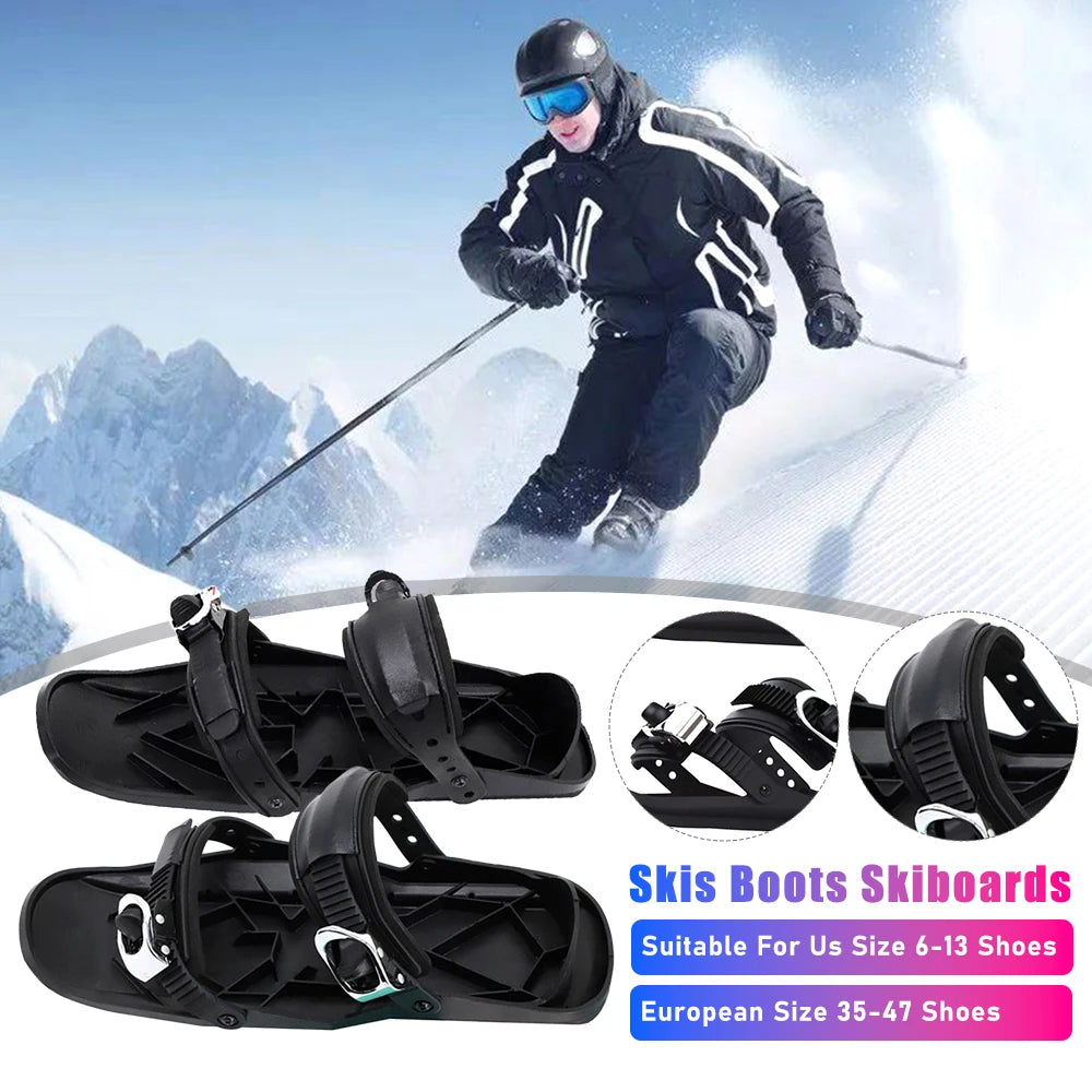 Winter Sled Skates Compact Skiing Accessory Multifunctional Adjustable Skiing Tool Outdoor Sports Lightweight Skis Snowblades ﻿