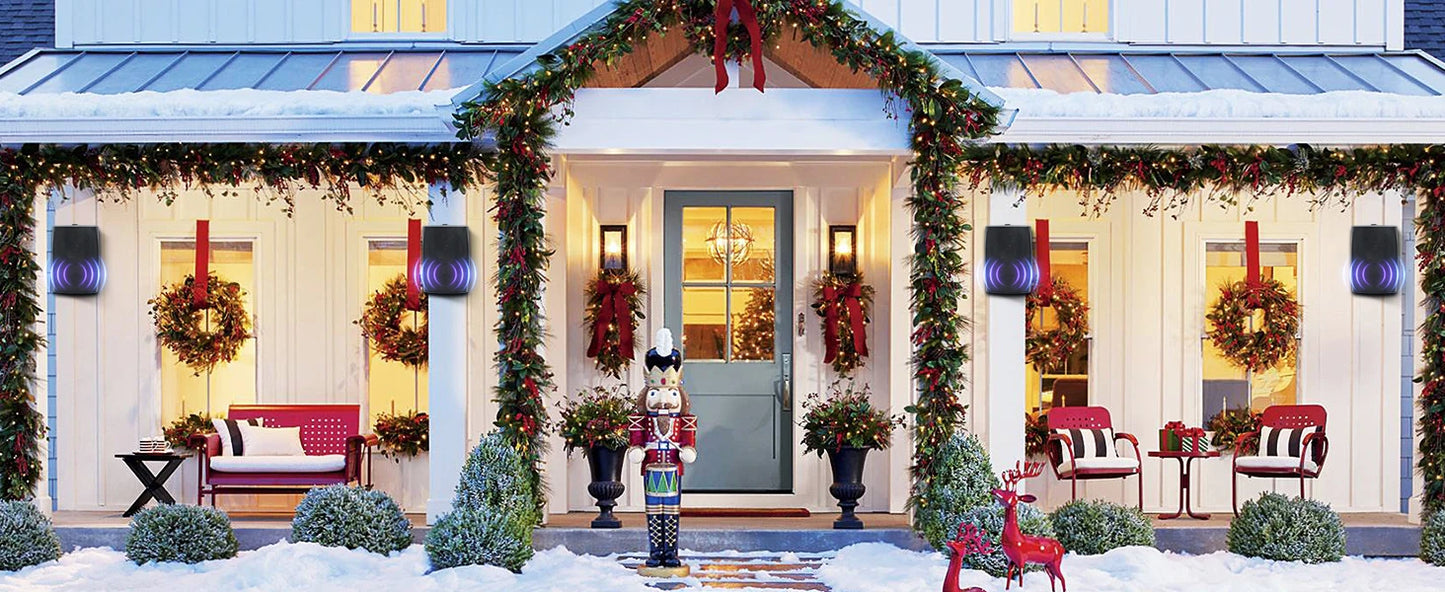 Herdio 4PCS 6.5‘’ 800W Outdoor Bluetooth Speakers Wired Waterproof With Multifunctional Amplifier Wall Mount Speakers For Patio