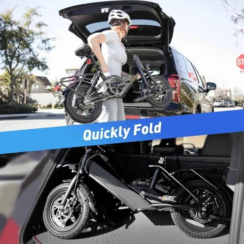 NEW Folding Electric Bicycle,Commuter City E-Bike ,3 Levels Assist, Dual Disc Brakes,14/16" Foldable ebike with Pedals