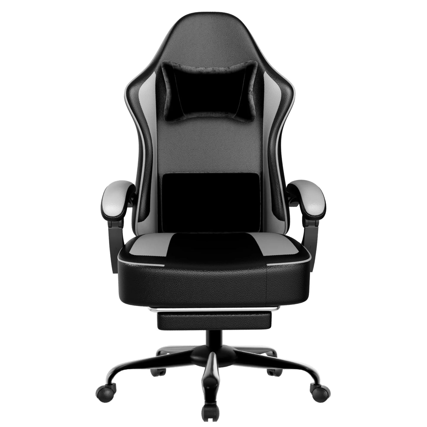 Gaming Chair with Pocket Spring Cushion and Footrest, Ergonomic Computer Chair for Adults, Breathable PU Leather Game Chair, Adj