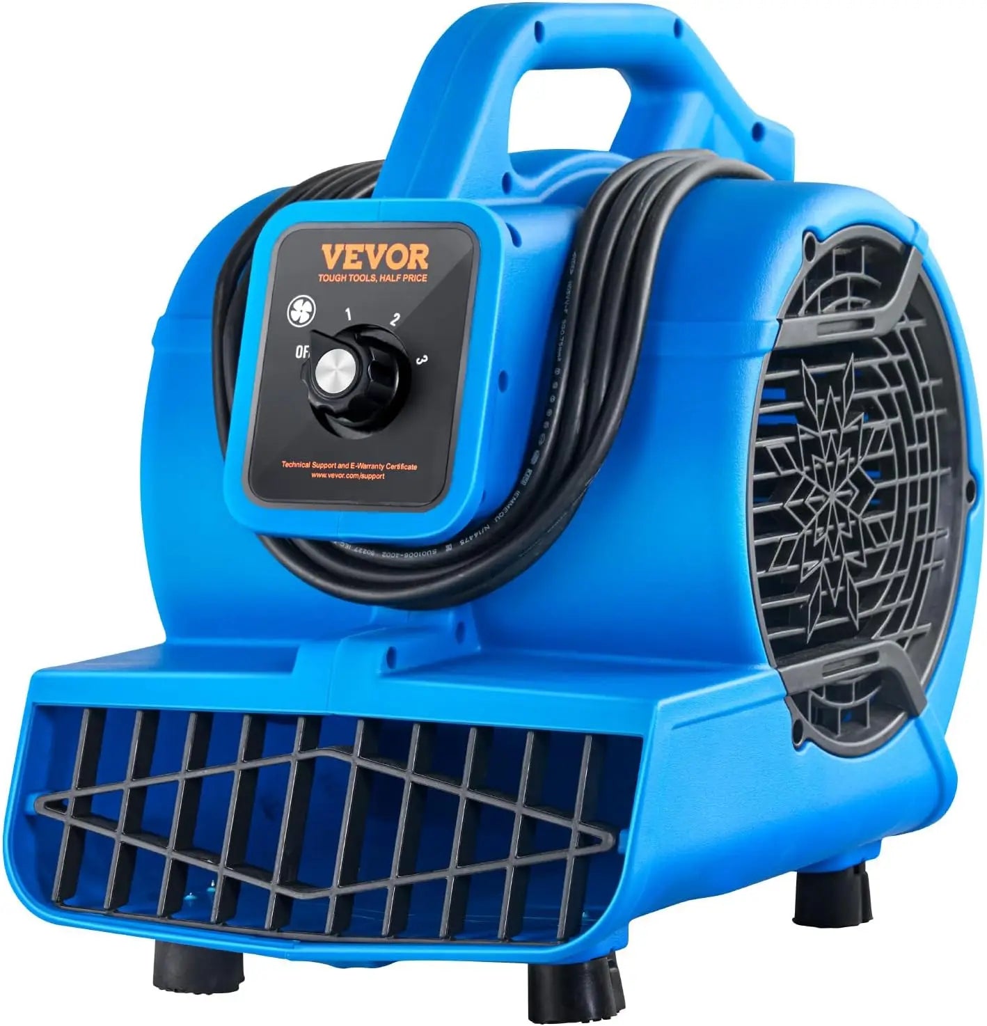 Floor Blower,1360 RPM 600 CFM, Air Mover for Drying and Cooling, Portable Carpet Dryer Fan with 4 Blowing Angles, for Janitorial