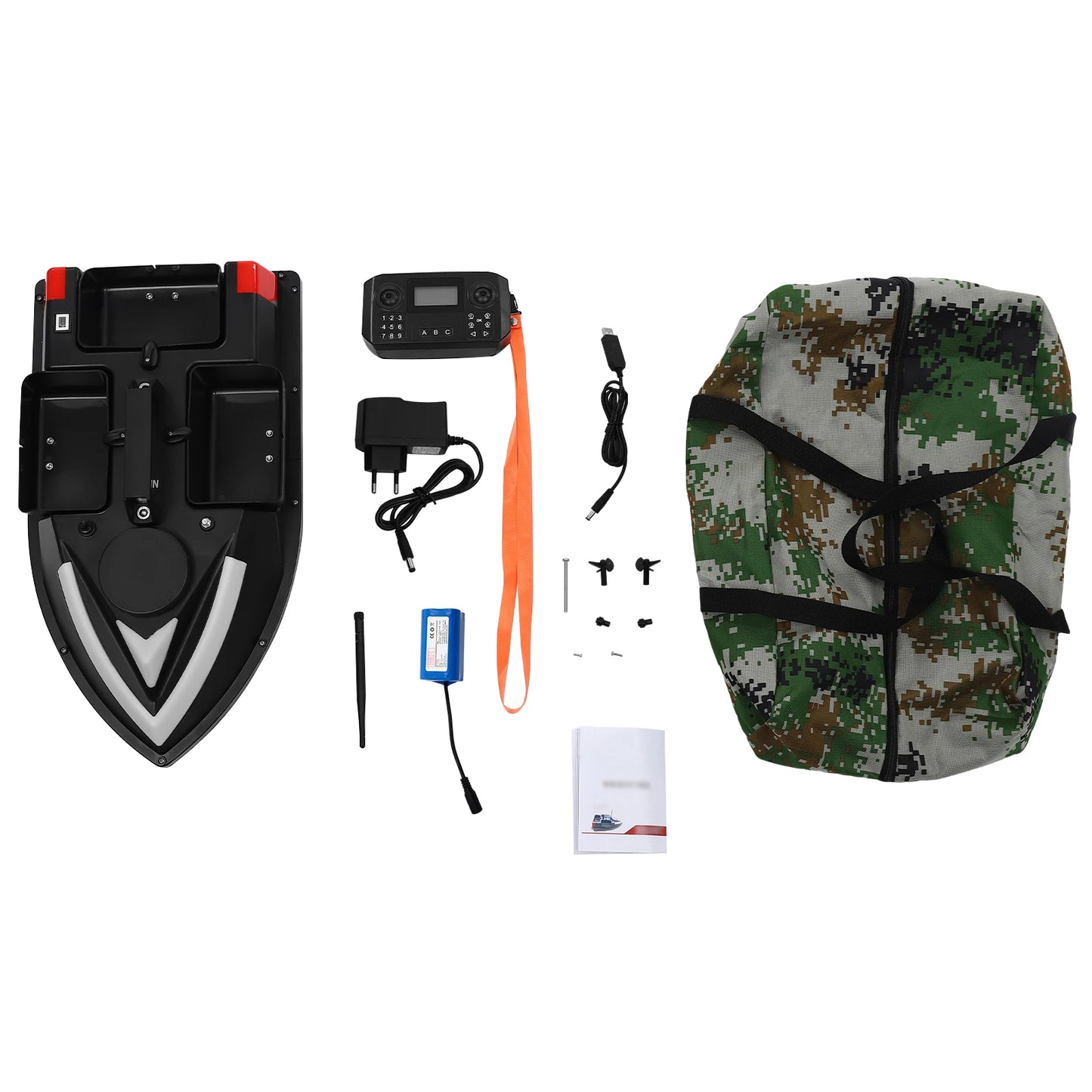 5200mAh GPS Fishing Bait Boat,Remote Control Nest Beater W/ 3/4 Bait Containers and LED Screen,1.5kg/2kg Load Rechargeable
