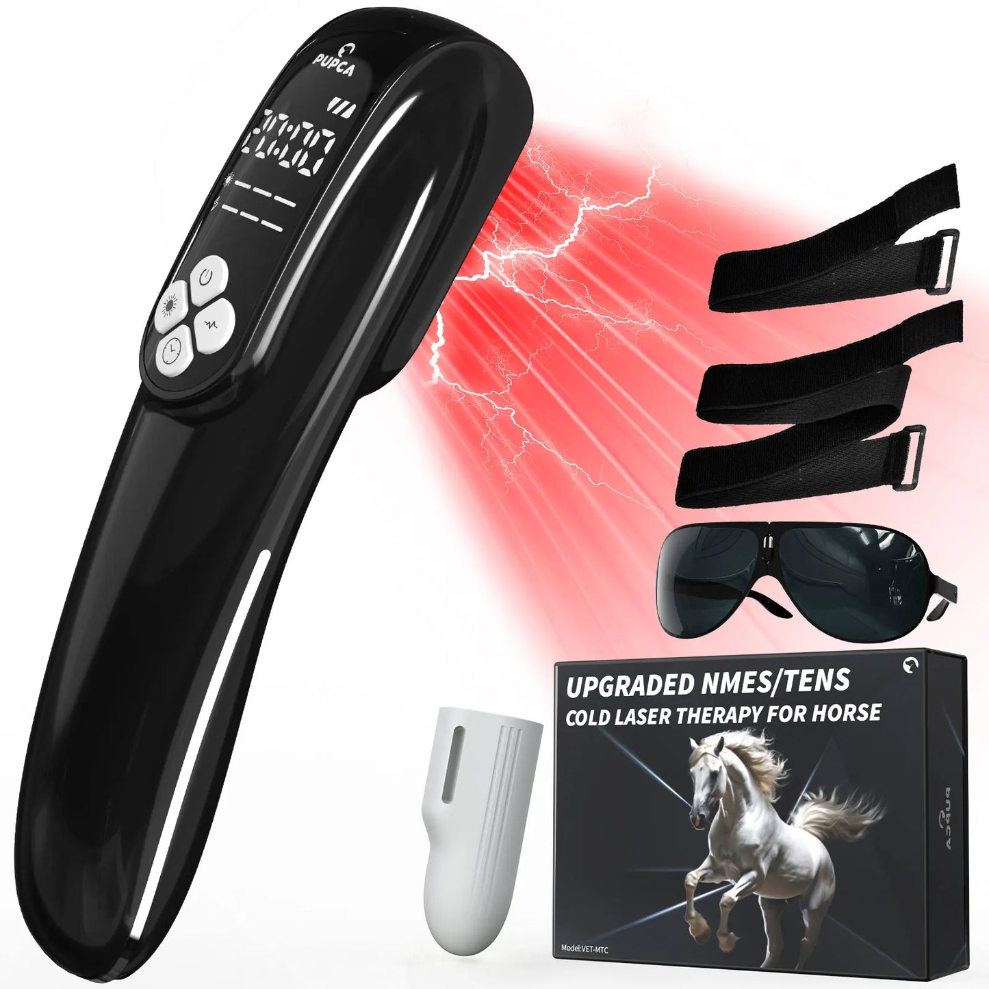 Cold Laser Therapy Device for Horse 4x808NM LLLT&TENS for Arthritis Pain Relief Electrical Stimulation for Tendon Recover