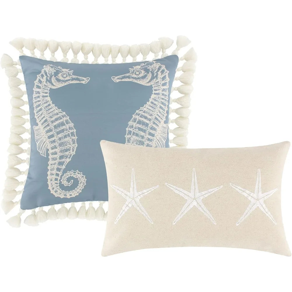 Coastal Sea Coral Pattern Reversible Quilt Set, 4-Piece, Twin/XL Size, Jade Green, Oversized Comfort