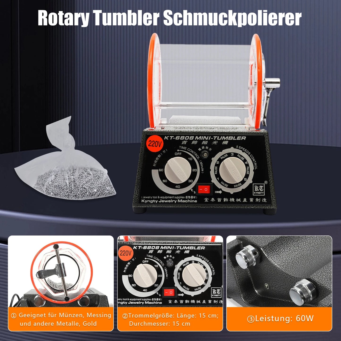 Rotary Tumbler Jewelry Polisher Surface Finisher Polishing 3KG/Finishing Machine