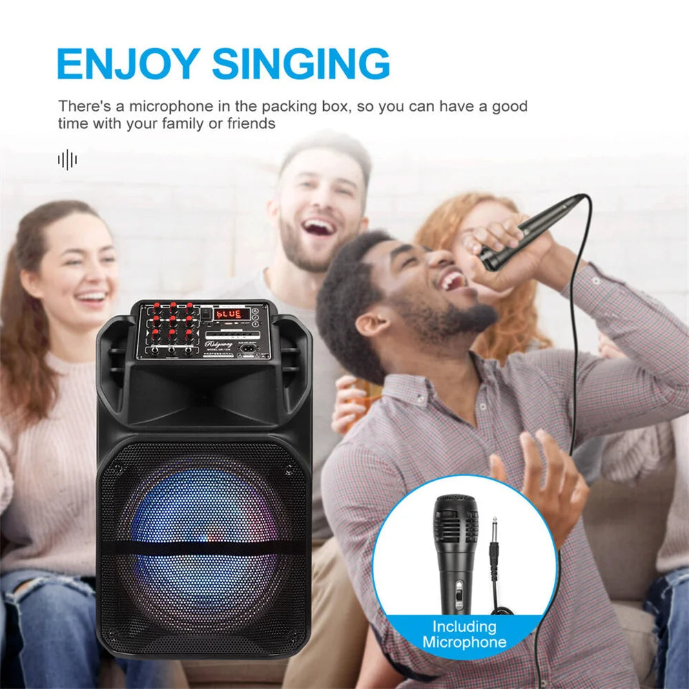 9000W Portable Bluetooth Speaker 15” Subwoofer Heavy Bass Party System AUX & Mic Led Light  Loud High Quality karaoke Speaker