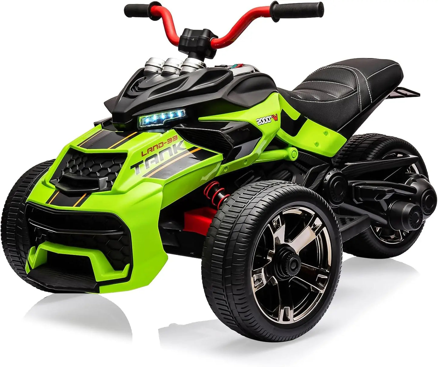12V Kids Ride On ATV, Motorcycle, 3 Wheeler Electric Vehicle Led Lights, Treaded Tires, Music Toy Car for Kids 3-8 Years