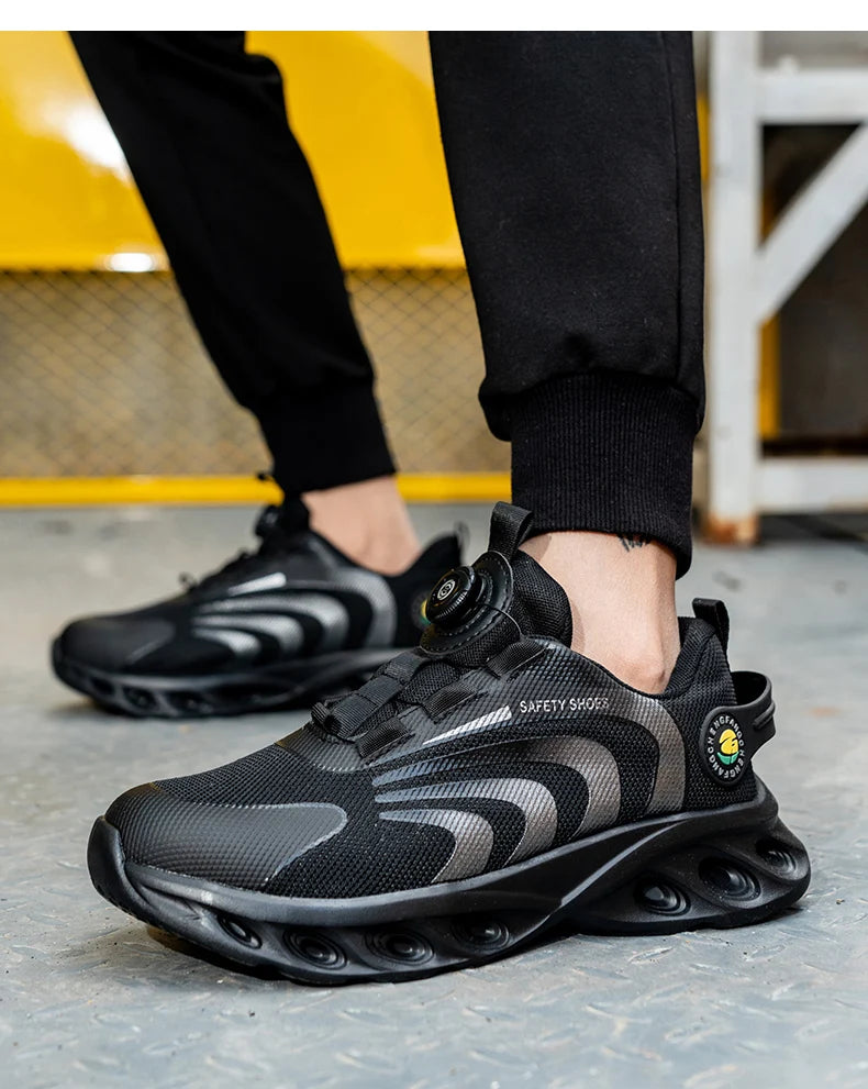 Lace-free, breathable, lightweight and comfortable anti-smashing and anti-puncture safety shoes