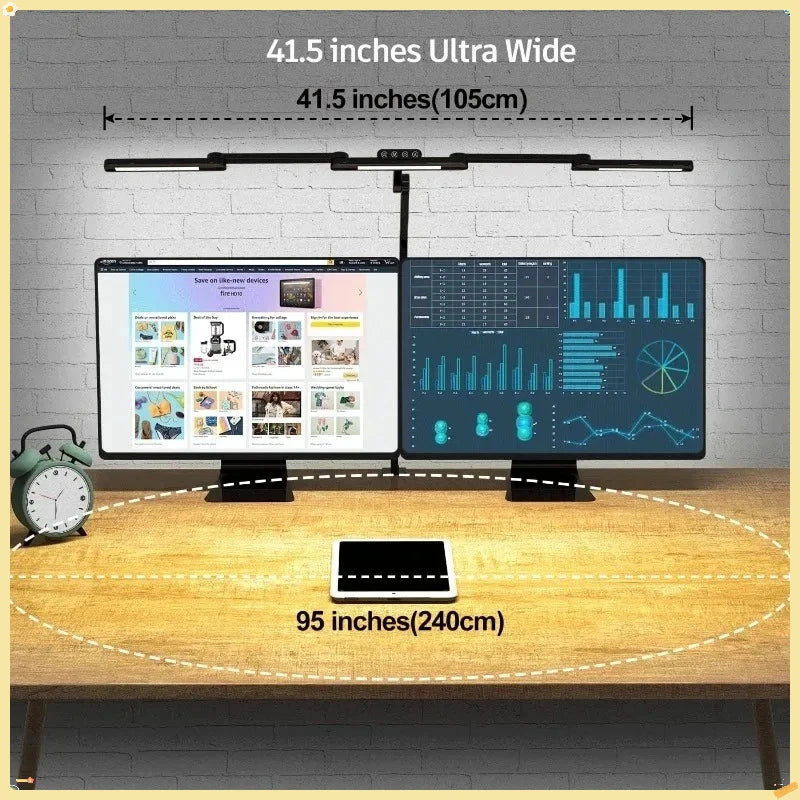 LED Architect Desk Lamp with Clamp, 41.5" Tall 24W Bright Computer Light for Home Office Study Gaming