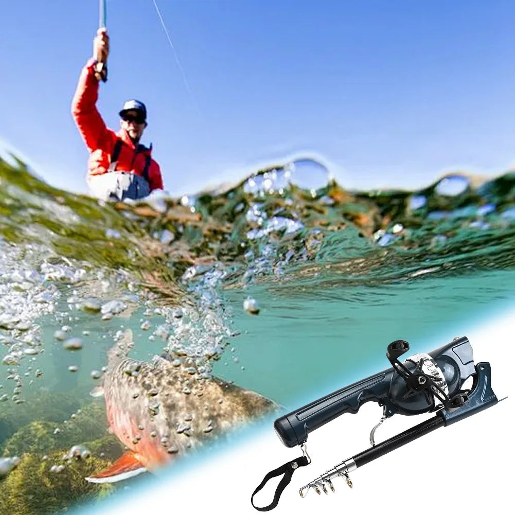 1Set Portable Folding Fishing Rod Telescopic Stainless Steel Fly Fishing Poles with Reel Line Travel Folding Mini Rod for Fish