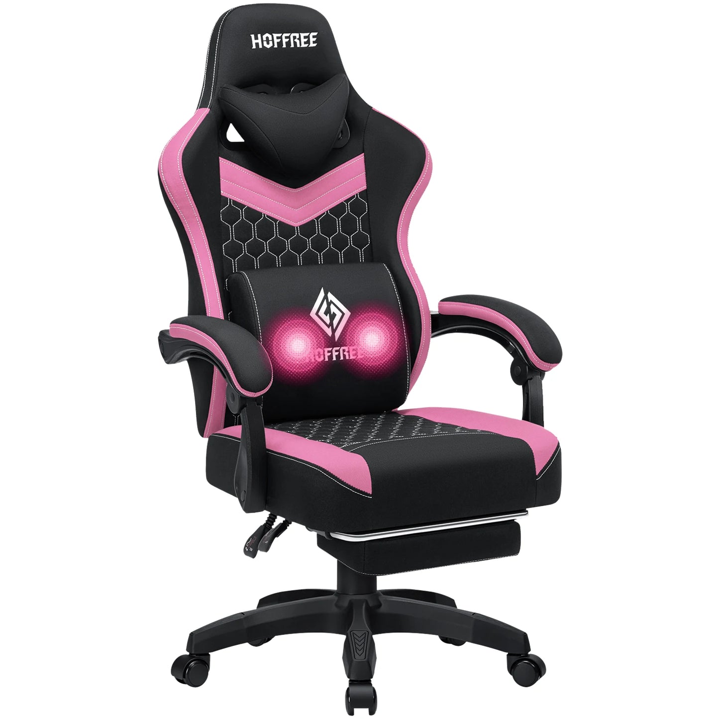 Ergonomic Office Chair With Footrest Lumbar Cushion Bluetooth Speaker 2-Point Massage Height Adjustable Gaming Racing Chair Sofa