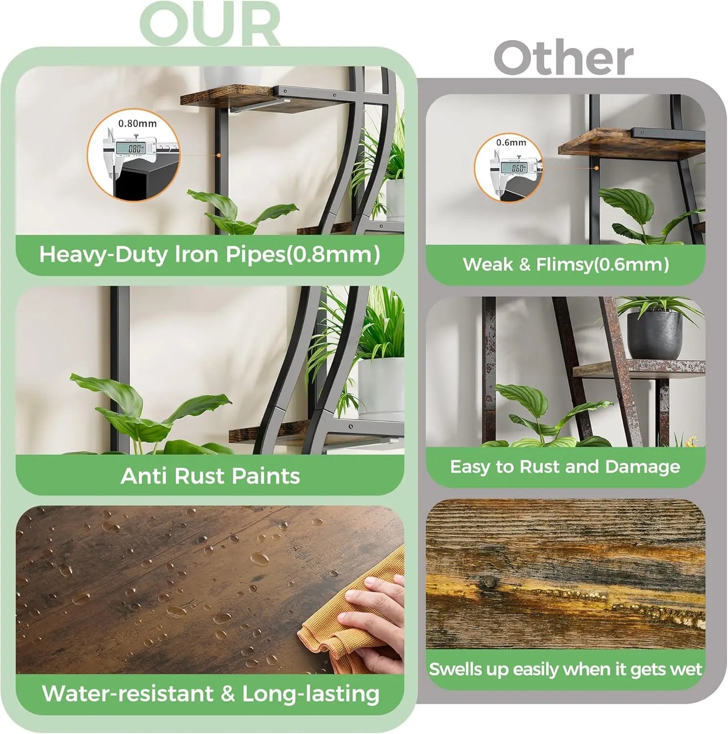 IRONCK Plant Stand Indoor with Grow Lights, 7 Tiered Tall Plant Shelf Indoor, 63" Corner Plant Stands for Indoor Plants