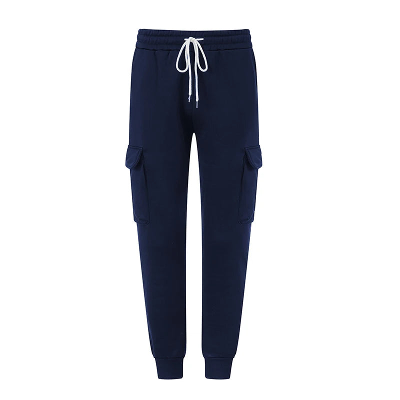 Men s Stylish Fleece Jogger Pants with Adjustable Drawstring Waistband Solid Color Casual Trousers for Fall and Winter