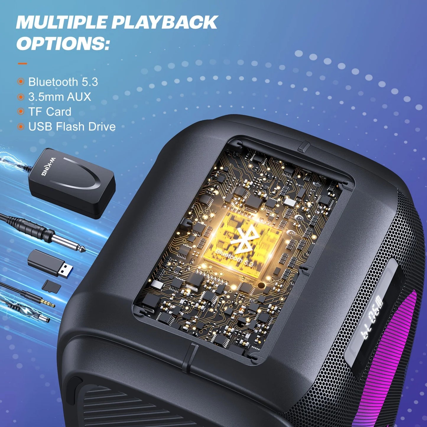 W-KING 250W PEAK Large Bluetooth Speaker Loudest/Massive 120dB/12 Custom Bass, V5.3 Big Party Boombox Portable Speaker Wireless