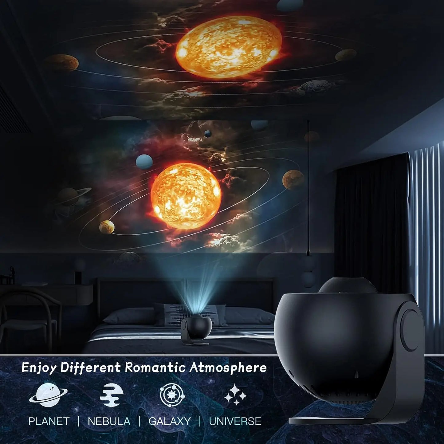 Mexllex HD Starry Sky Globe Galaxy Projection Night Light, Black Planetarium LED Lamp for Bedroom Christmas Birthday Party Gift