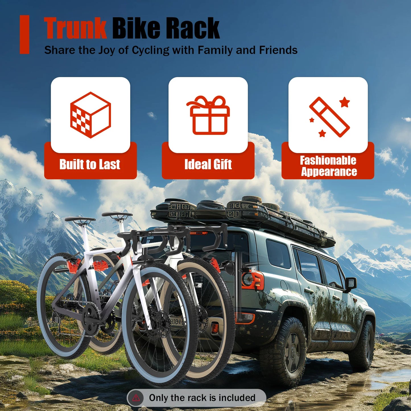 3-Bike Trunk Mount Rack Support 20Kg Load Heavy-Duty Car Rear Bike  Rack Compatible with Trunks, SUVs, Minivans.
