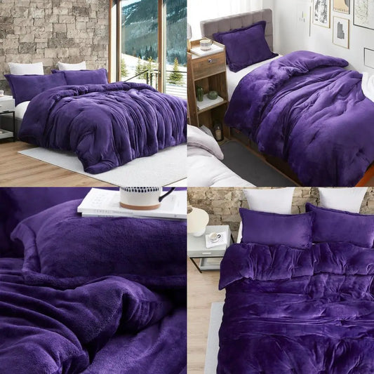 Luxurious Alaskan King Size Coma Inducer Comforter Set with Plush Filling in Parachute Purple