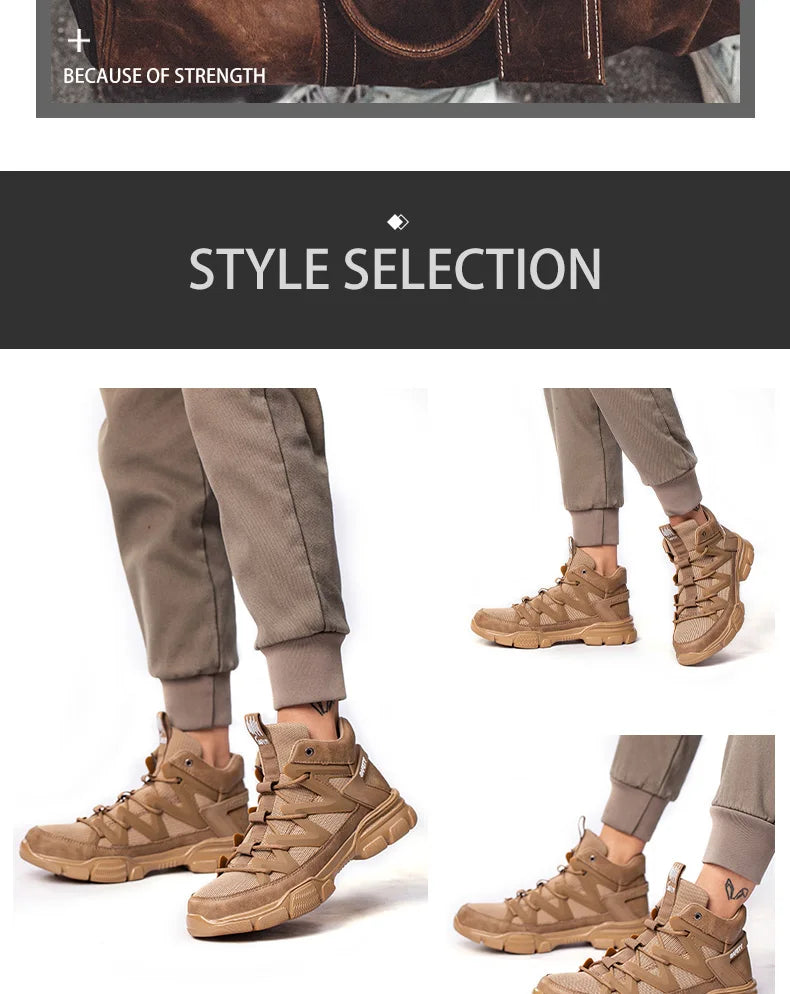 Composite Toe Work Boots Mens Puncture-Proof Midsole Non-Slip Breathable & Comfort Fit for Warehouse Use Anti-smash Work Boots