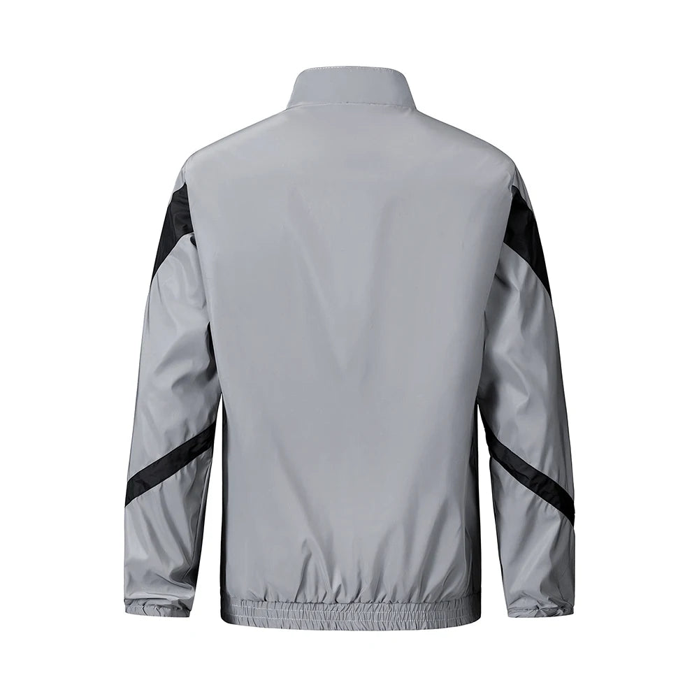 Fashion Men Night Reflective Jacket Stand Collar Splicing Spring Autumn Casual Jacket Bicycle Hip-hop Dance Streetwear Man Coat