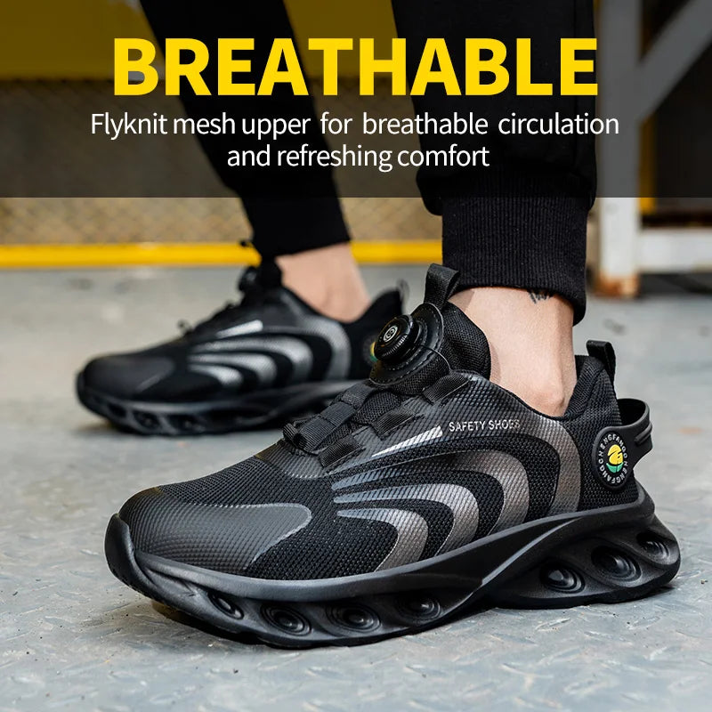 Lace-free, breathable, lightweight and comfortable anti-smashing and anti-puncture safety shoes