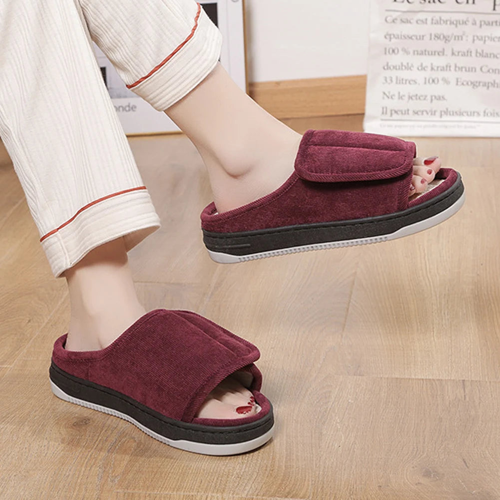 Men Women's Diabetic Slippers Open Toe Slide Slippers with Rubber Sole Swollen Feet Slippers for Indoor Outdoor