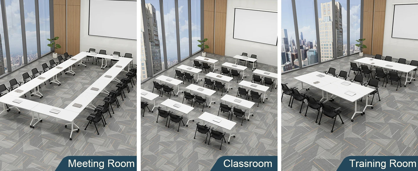 20-Pack Stackable Conference Room Chairs, Folding Office Chairs with Removable Wheels and Mesh Back