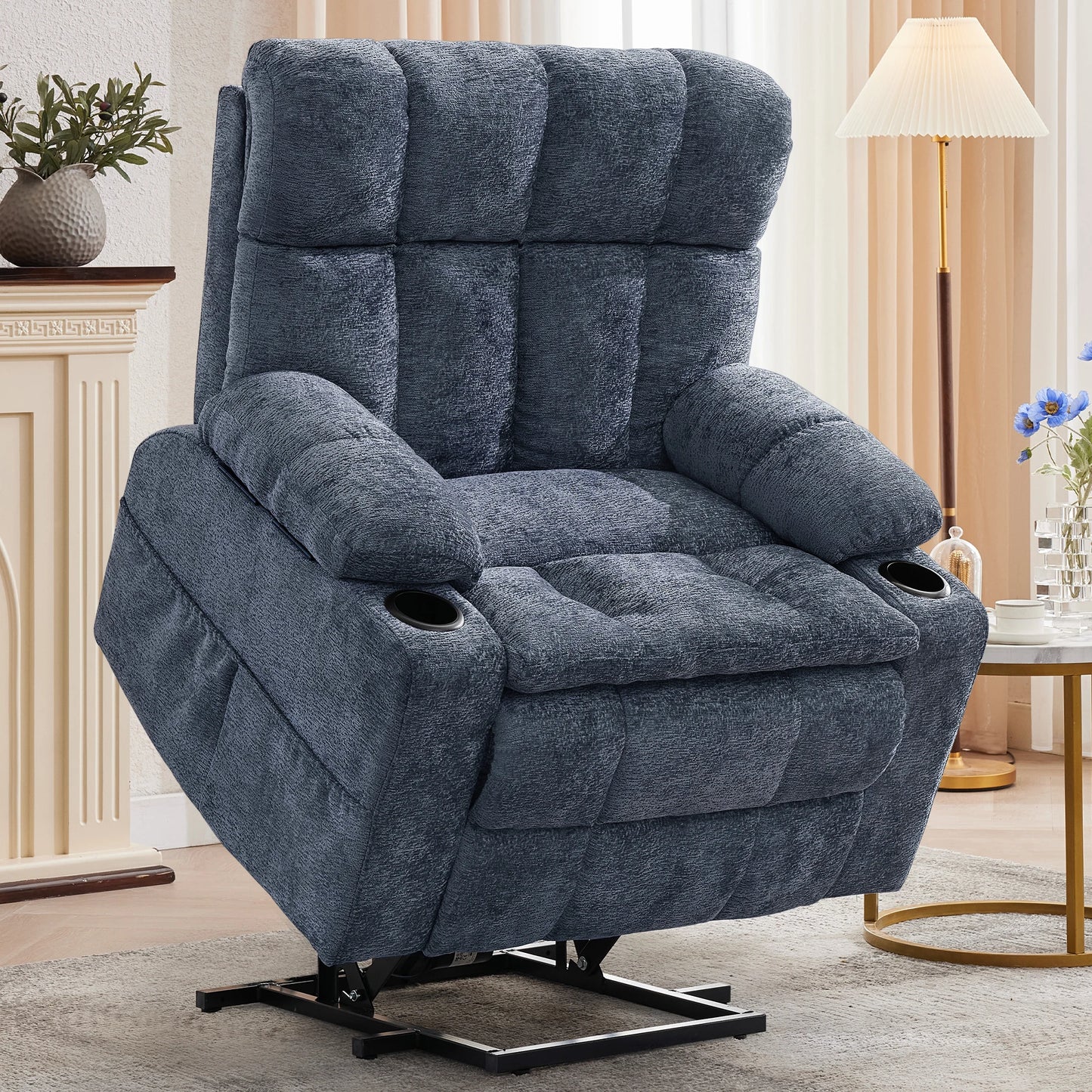Korser Oversized Motor Power Lift Recliner for Elderly with Headrest,Massage Single Sofa with USB Ports,Cupholder for LivingRoom