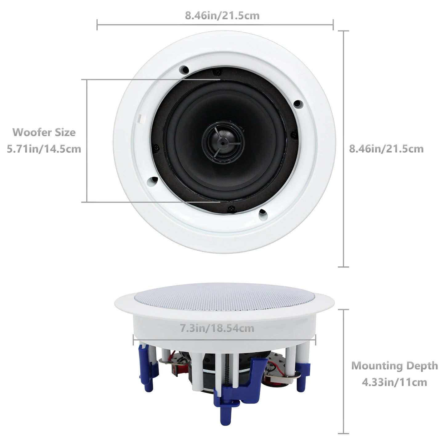 Herdio 5.25” 4PCS Flush Mount Bluetooth Ceiling Speaker System Max Power 600W Great For Humid Indoor Outdoor Kitchen Bedroom