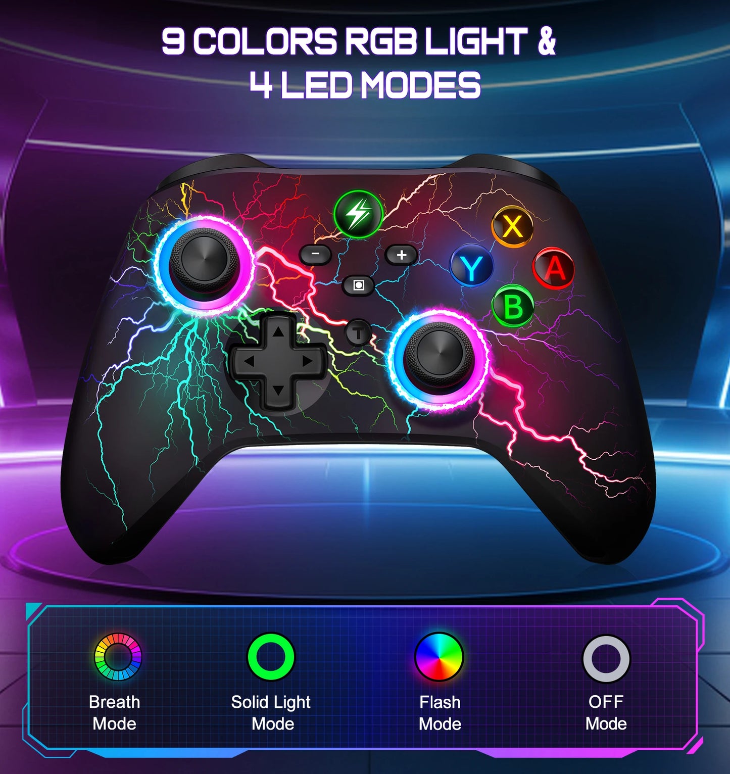 DinoFire Q212 Wireless Gamepad for iOS/Android/Switch/Switch Lite/Switch OLED Controller with Programmable Turbo